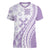 Purple Hawaiian Quilt Pattern Women V-Neck T-Shirt Mixed Polynesian Tribal Arty