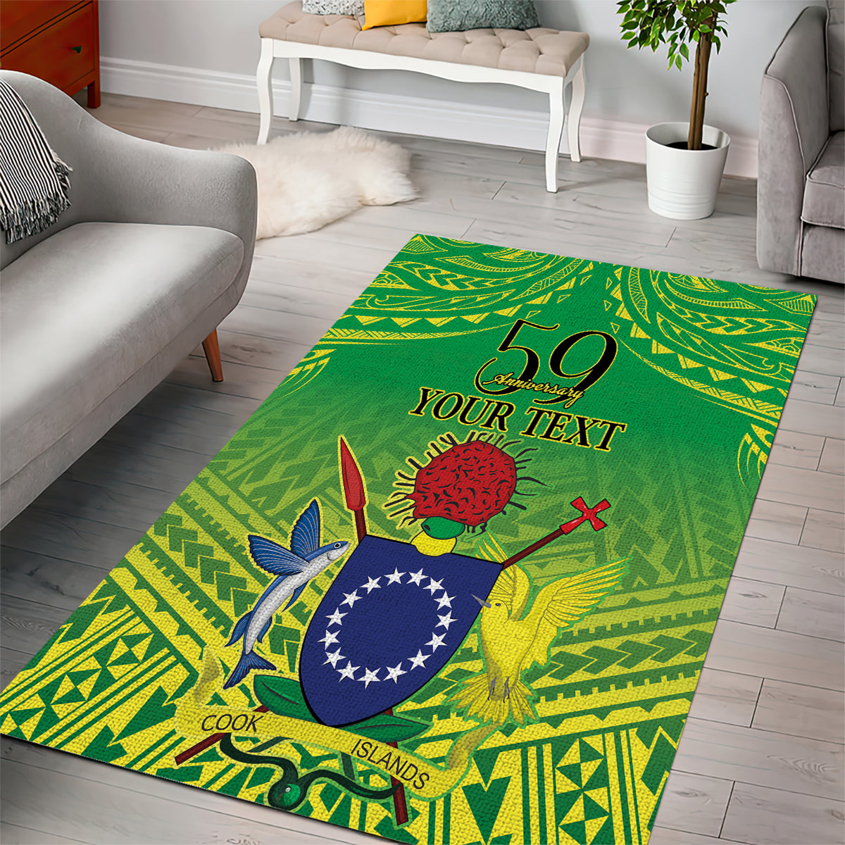 Cook Islands Constitution Day Area Rug Kuki Airani Since 1965
