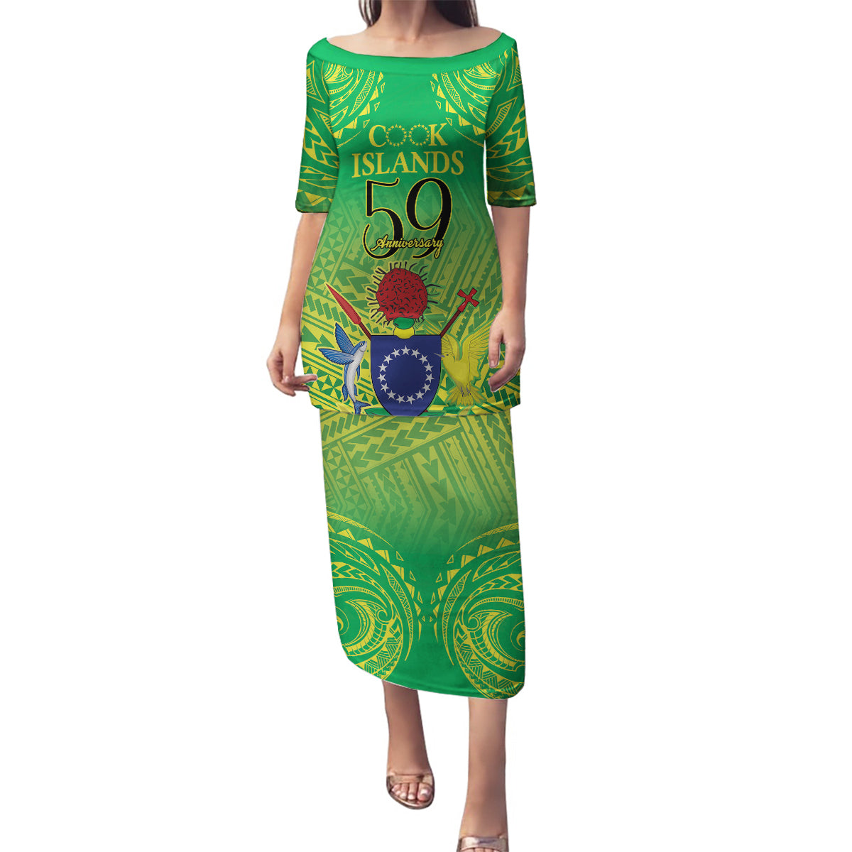 Cook Islands Constitution Day Family Matching Puletasi and Hawaiian Shirt Kuki Airani Since 1965