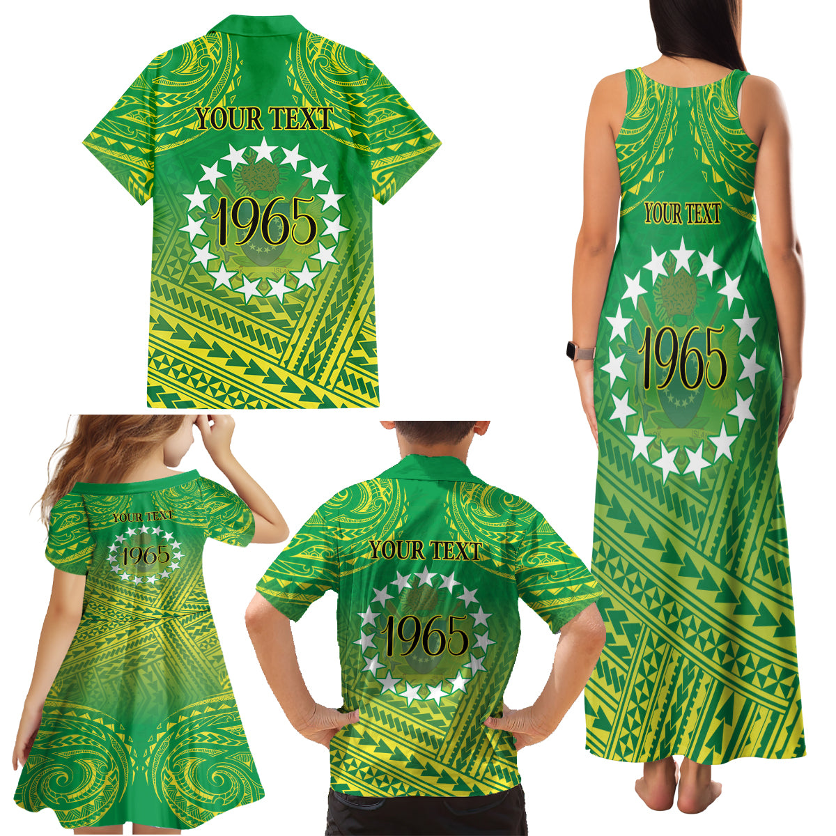 Cook Islands Constitution Day Family Matching Tank Maxi Dress and Hawaiian Shirt Kuki Airani Since 1965