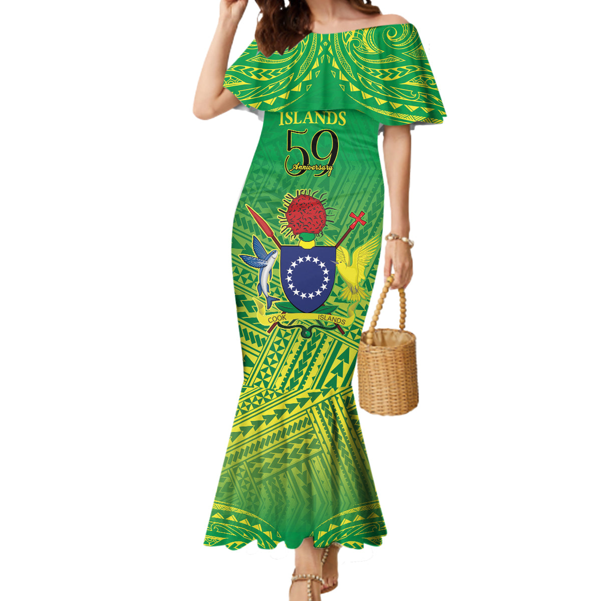 Cook Islands Constitution Day Mermaid Dress Kuki Airani Since 1965