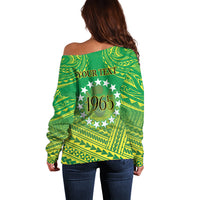 Cook Islands Constitution Day Off Shoulder Sweater Kuki Airani Since 1965