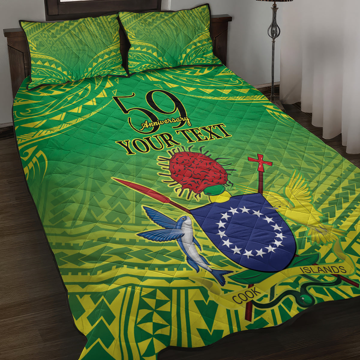 Cook Islands Constitution Day Quilt Bed Set Kuki Airani Since 1965