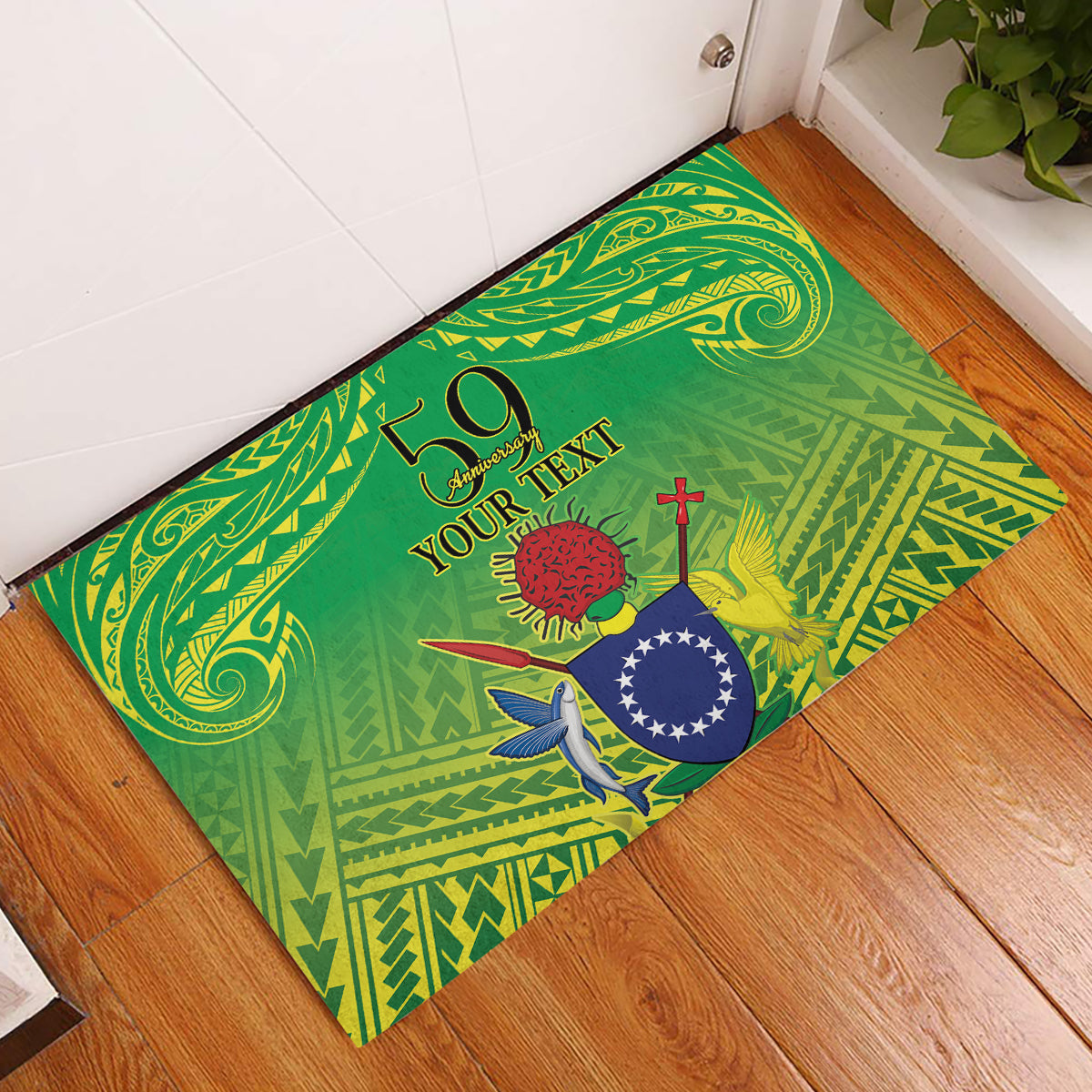 Cook Islands Constitution Day Rubber Doormat Kuki Airani Since 1965