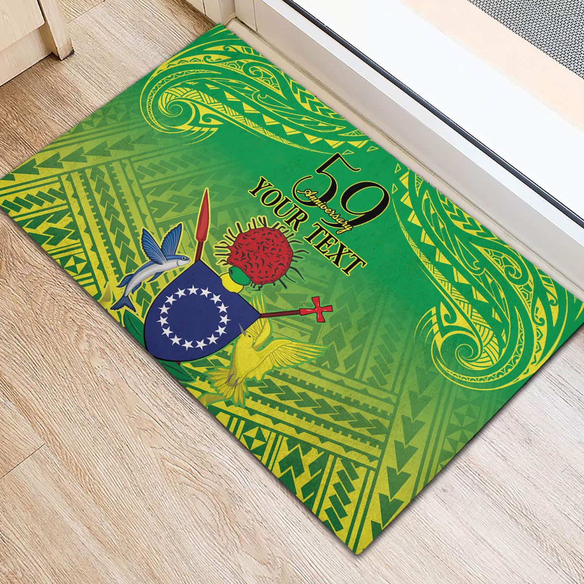 Cook Islands Constitution Day Rubber Doormat Kuki Airani Since 1965