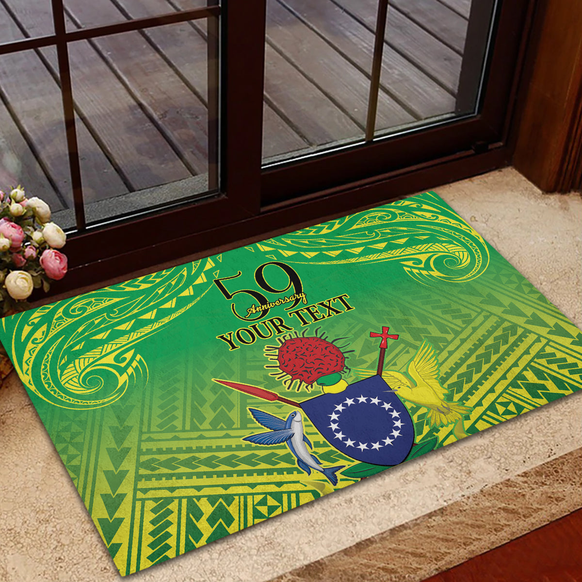 Cook Islands Constitution Day Rubber Doormat Kuki Airani Since 1965