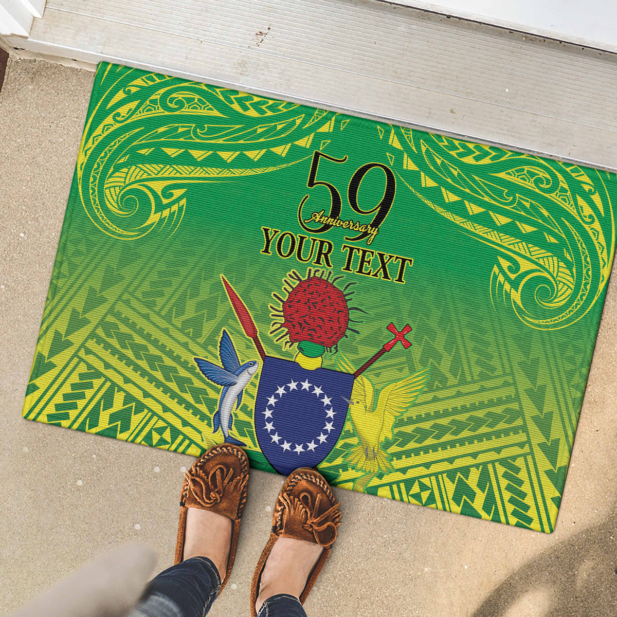 Cook Islands Constitution Day Rubber Doormat Kuki Airani Since 1965