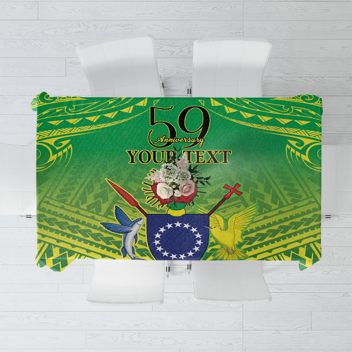 Cook Islands Constitution Day Tablecloth Kuki Airani Since 1965