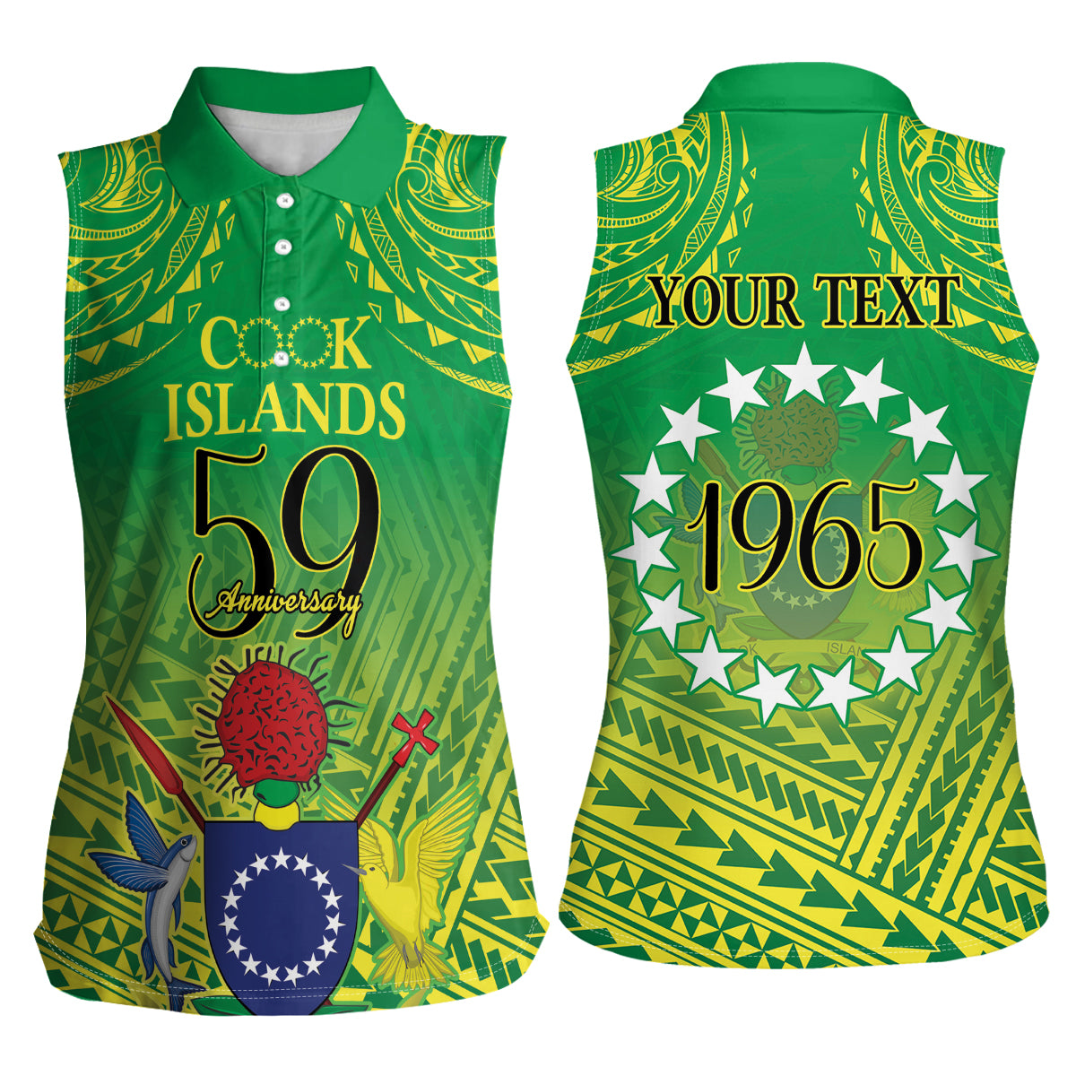 Cook Islands Constitution Day Women Sleeveless Polo Shirt Kuki Airani Since 1965