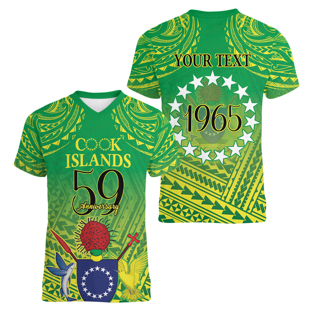 Cook Islands Constitution Day Women V-Neck T-Shirt Kuki Airani Since 1965