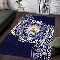 Personalised Tonga Sia'atoutai Theological College Area Rug Since 1948 Special Kupesi Pattern LT9 Navy - Polynesian Pride