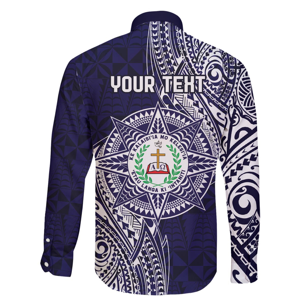 Personalised Tonga Sia'atoutai Theological College Family Matching Off The Shoulder Long Sleeve Dress and Hawaiian Shirt Since 1948 Special Kupesi Pattern
