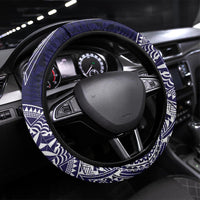 Tonga Sia'atoutai Theological College Steering Wheel Cover Since 1948 Special Kupesi Pattern LT9 Universal Fit Navy - Polynesian Pride
