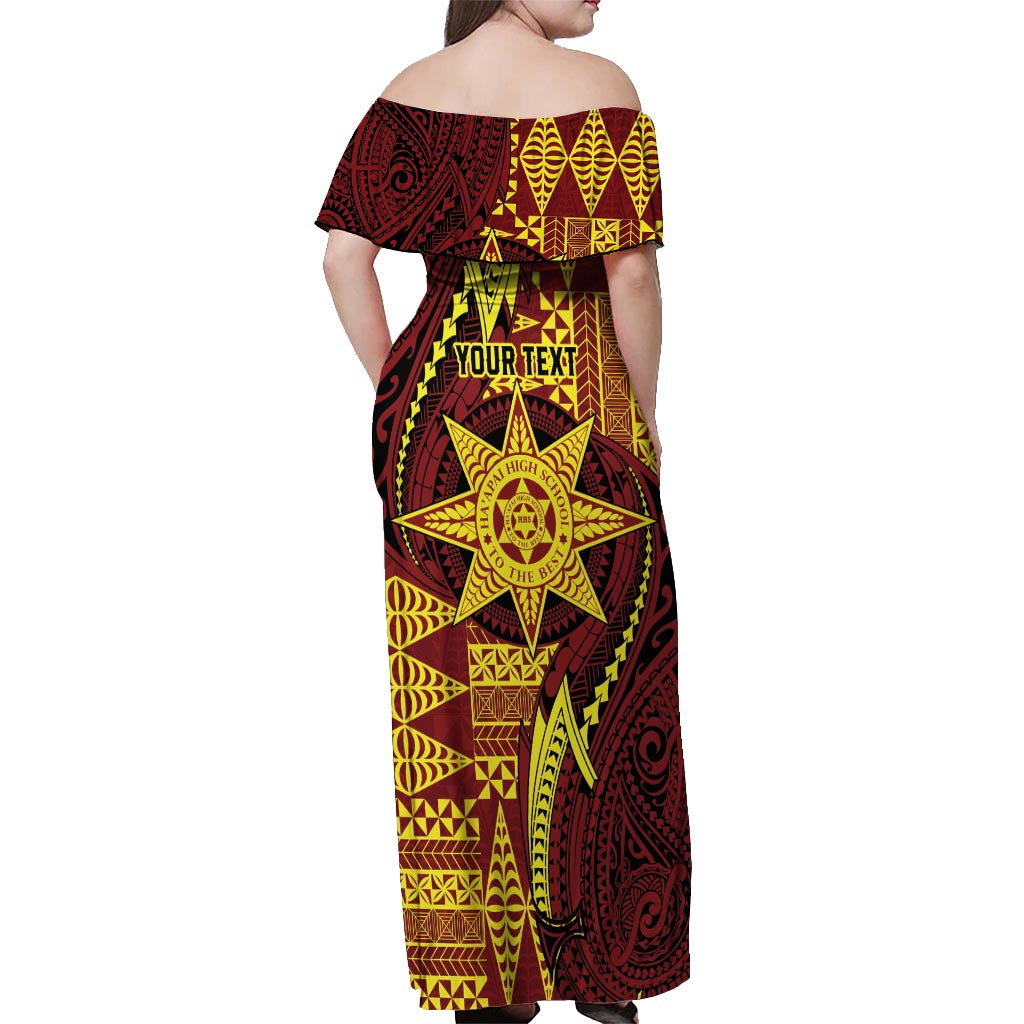 Personalised Tonga Haapai High School Off Shoulder Maxi Dress Special Kupesi Pattern