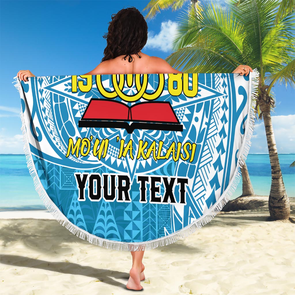 Personalised Tonga Lavengamalie College Beach Blanket Since 1980 Special Kupesi Pattern