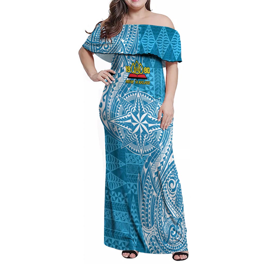 Personalised Tonga Lavengamalie College Family Matching Off Shoulder Maxi Dress and Hawaiian Shirt Since 1980 Special Kupesi Pattern