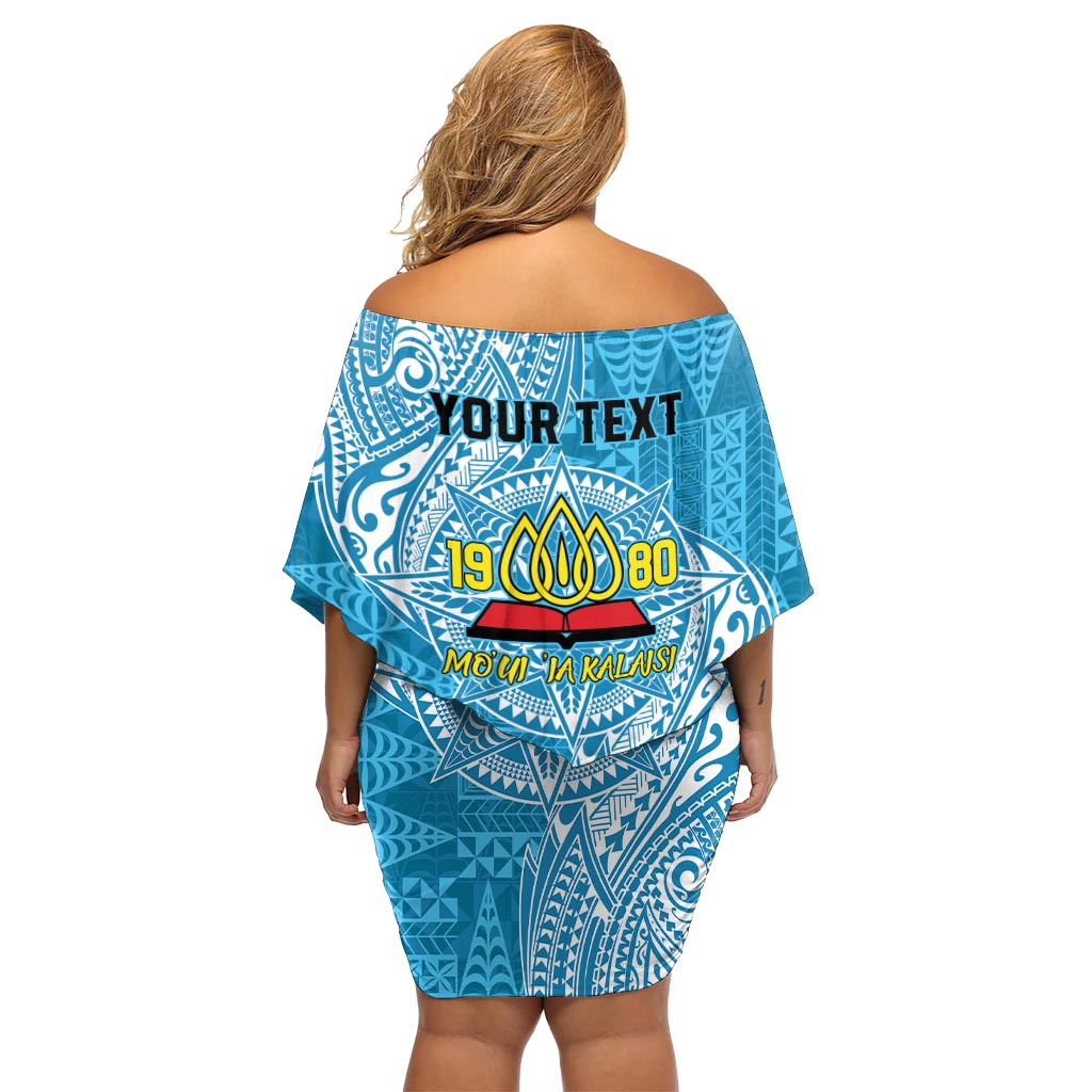 Personalised Tonga Lavengamalie College Off Shoulder Short Dress Since 1980 Special Kupesi Pattern LT9 - Polynesian Pride