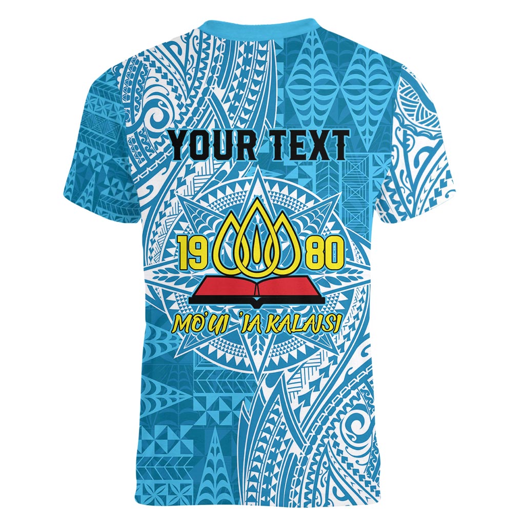 Personalised Tonga Lavengamalie College Women V-Neck T-Shirt Since 1980 Special Kupesi Pattern
