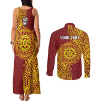 Personalised Tonga Niuatoputapu High School Couples Matching Tank Maxi Dress and Long Sleeve Button Shirt Special Kupesi Pattern