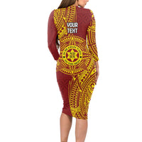 Personalised Tonga Niuatoputapu High School Long Sleeve Bodycon Dress Special Kupesi Pattern