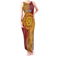 Personalised Tonga Niuatoputapu High School Tank Maxi Dress Special Kupesi Pattern LT9 Women Gold - Polynesian Pride