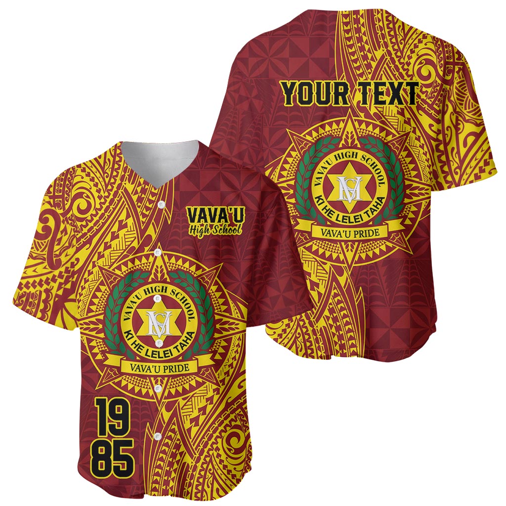 Personalised Tonga Vava'u High School Baseball Jersey Since 1985 Special Kupesi Pattern LT9 - Polynesian Pride