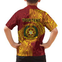 Personalised Tonga Vava'u High School Family Matching Off Shoulder Short Dress and Hawaiian Shirt Since 1985 Special Kupesi Pattern