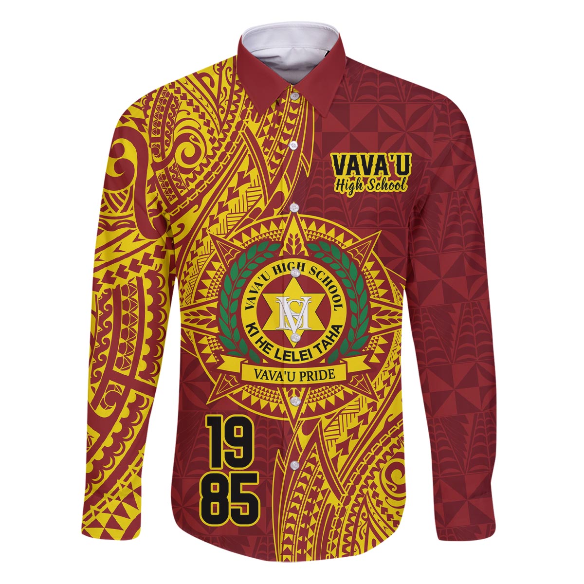 Personalised Tonga Vava'u High School Family Matching Puletasi and Hawaiian Shirt Since 1985 Special Kupesi Pattern