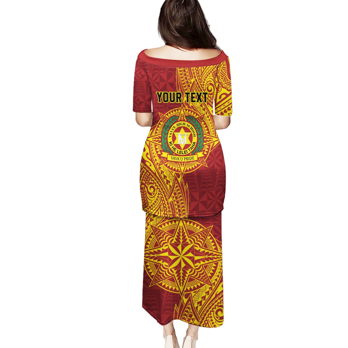 Personalised Tonga Vava'u High School Family Matching Puletasi and Hawaiian Shirt Since 1985 Special Kupesi Pattern