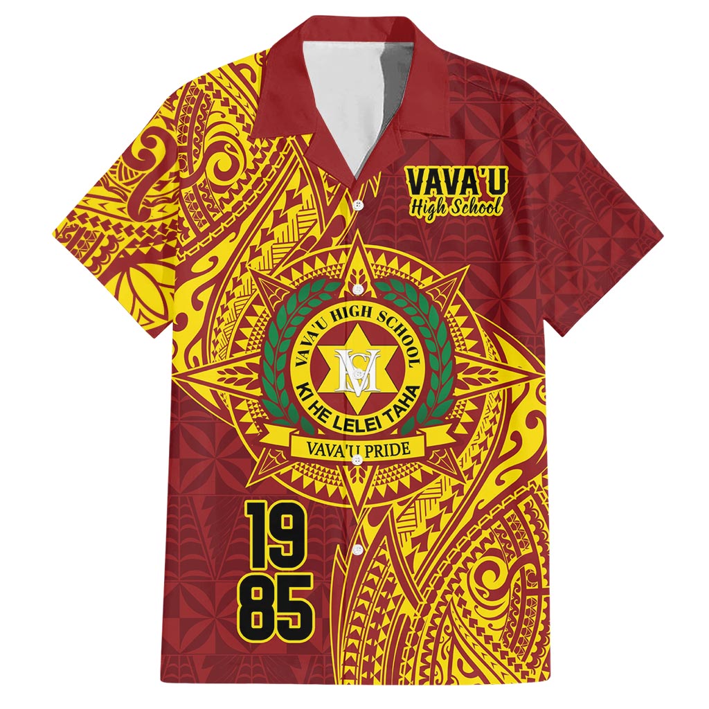 Personalised Tonga Vava'u High School Family Matching Short Sleeve Bodycon Dress and Hawaiian Shirt Since 1985 Special Kupesi Pattern