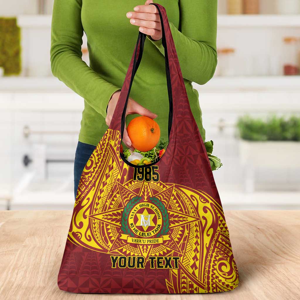 Personalised Tonga Vava'u High School Grocery Bag Since 1985 Special Kupesi Pattern