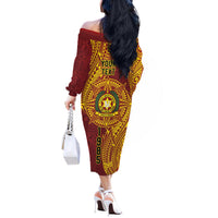 Personalised Tonga Vava'u High School Off The Shoulder Long Sleeve Dress Since 1985 Special Kupesi Pattern LT9 - Polynesian Pride