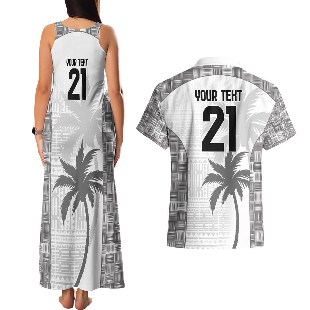 Custom Fiji Rugby Couples Matching Tank Maxi Dress and Hawaiian Shirt History Champions World Cup 7s - White