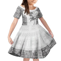 Custom Fiji Rugby Family Matching Off The Shoulder Long Sleeve Dress and Hawaiian Shirt History Champions World Cup 7s - White