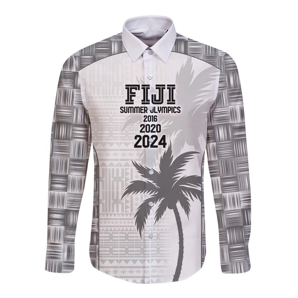 Custom Fiji Rugby Long Sleeve Button Shirt History Champions World Cup 7s - White