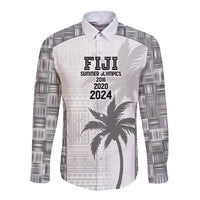 Custom Fiji Rugby Long Sleeve Button Shirt History Champions World Cup 7s - White
