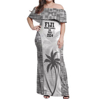 Custom Fiji Rugby Off Shoulder Maxi Dress History Champions World Cup 7s - White LT9 Women White - Polynesian Pride