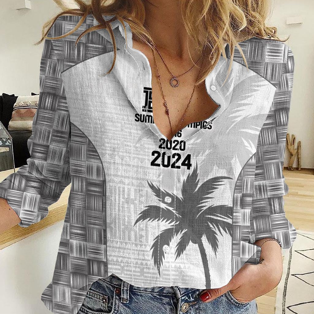 Custom Fiji Rugby Women Casual Shirt History Champions World Cup 7s - White