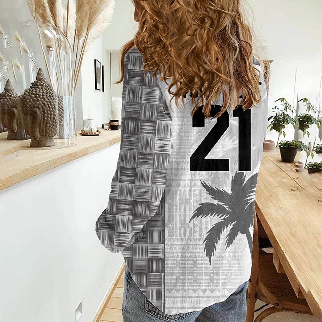 Custom Fiji Rugby Women Casual Shirt History Champions World Cup 7s - White