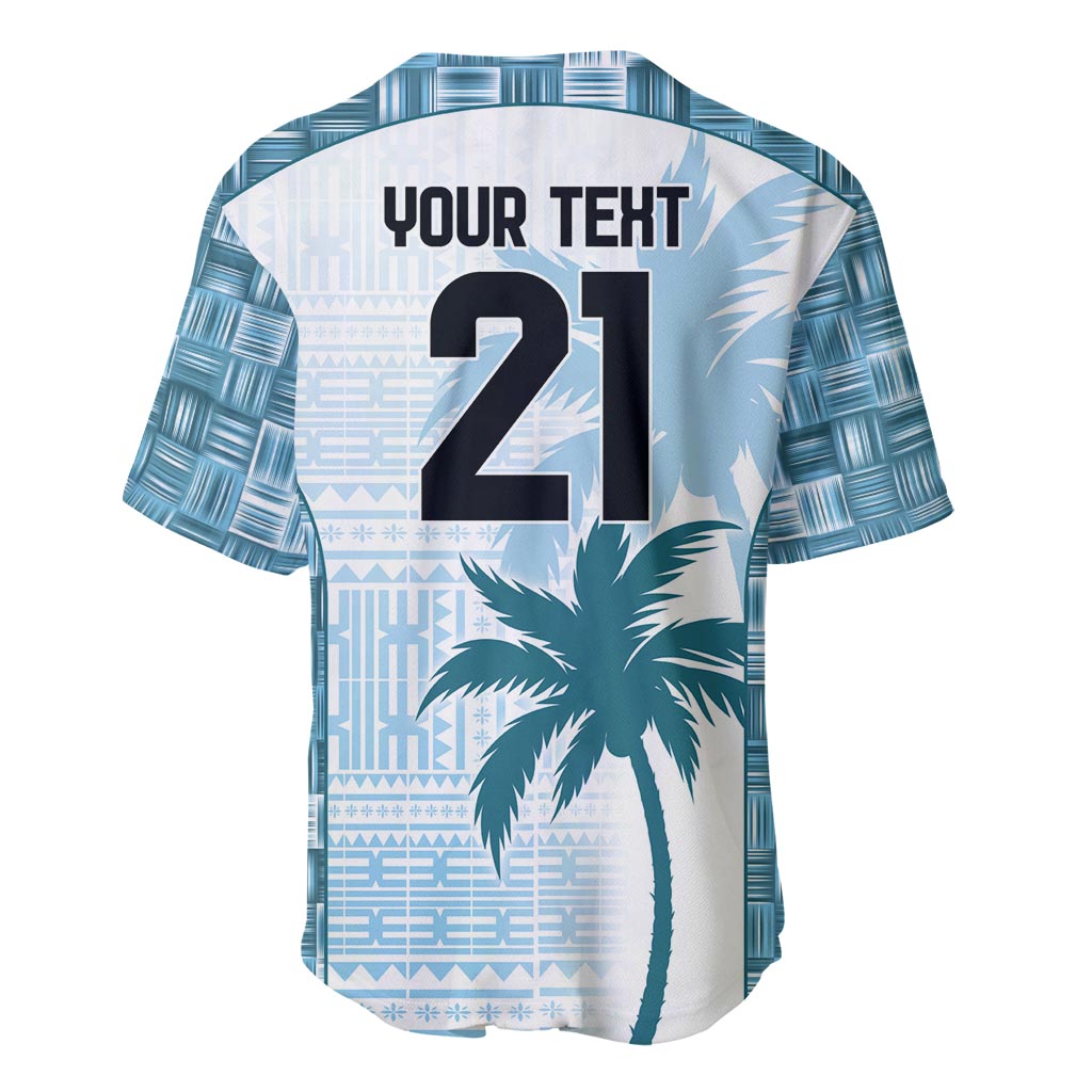 Custom Fiji Rugby Baseball Jersey History Champions World Cup 7s - Bllue LT9 - Polynesian Pride