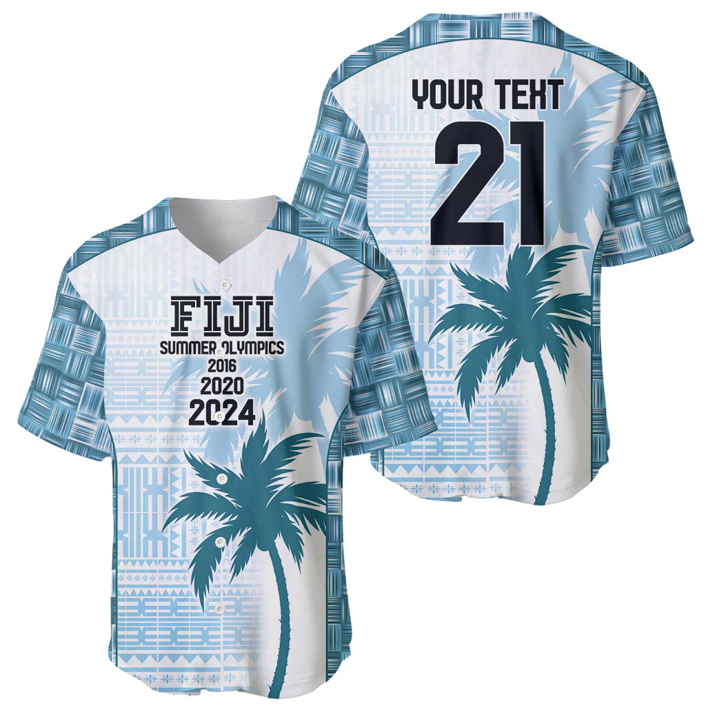 Custom Fiji Rugby Baseball Jersey History Champions World Cup 7s - Bllue LT9 - Polynesian Pride