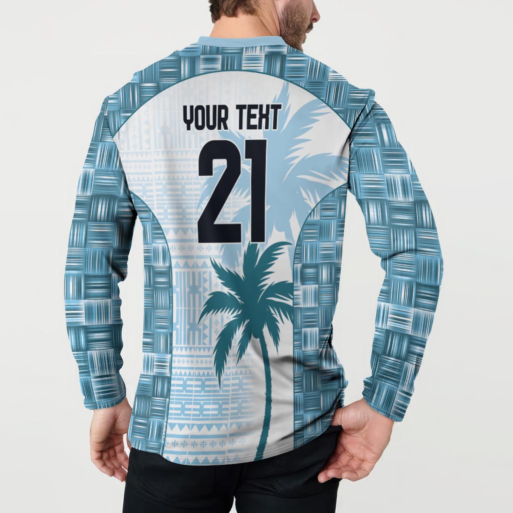 Custom Fiji Rugby Button Sweatshirt History Champions World Cup 7s - Bllue