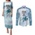 Custom Fiji Rugby Couples Matching Puletasi and Long Sleeve Button Shirt History Champions World Cup 7s - Bllue