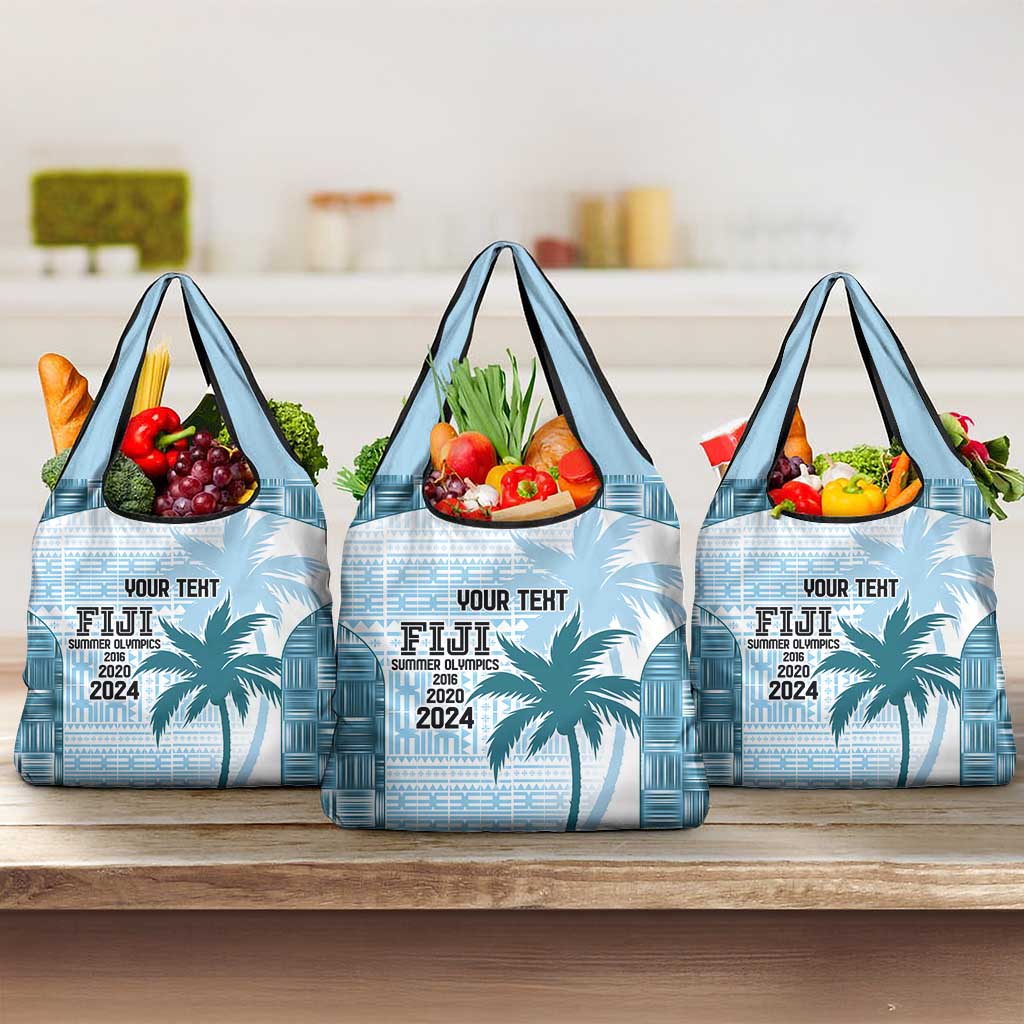 Custom Fiji Rugby Grocery Bag History Champions World Cup 7s - Bllue