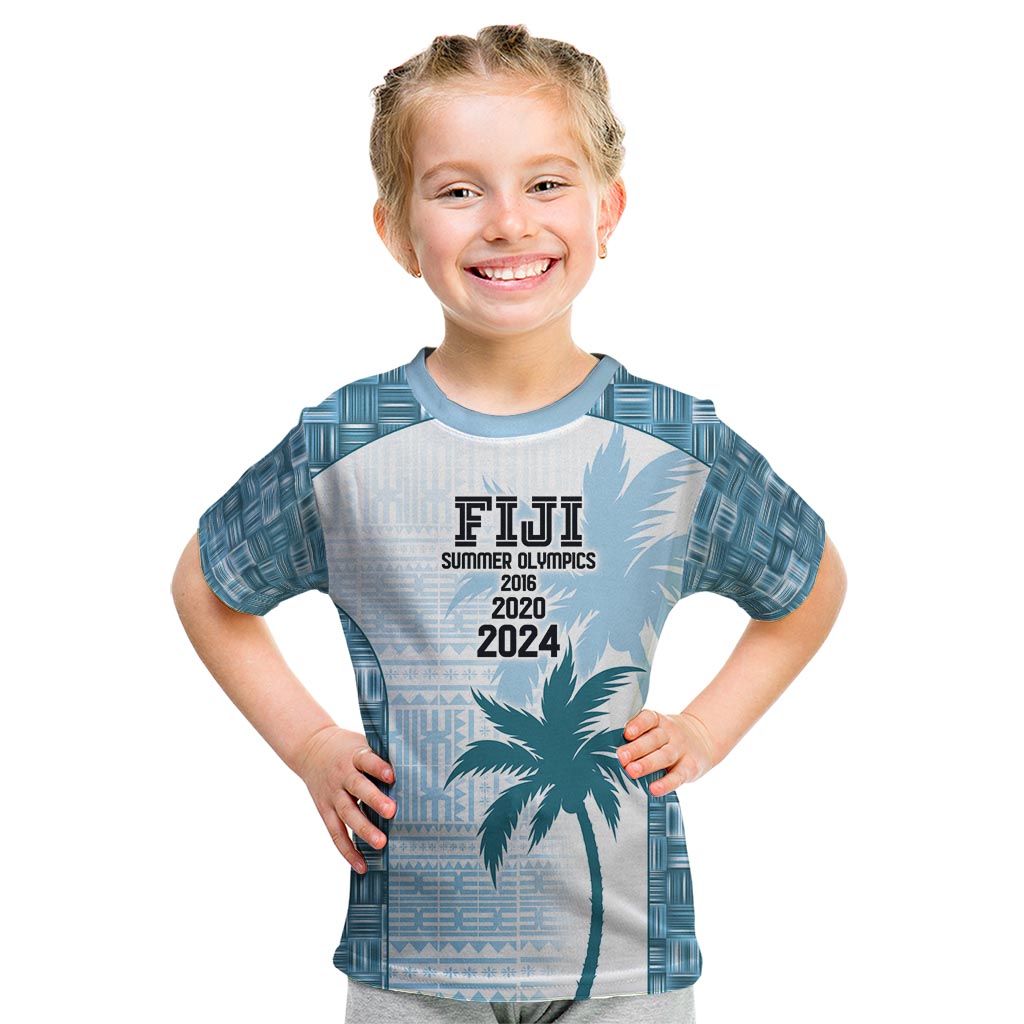Custom Fiji Rugby Kid T Shirt History Champions World Cup 7s - Bllue