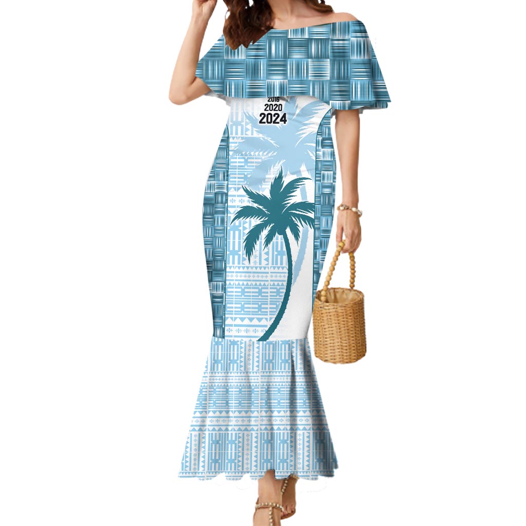 knee length dresses for ladies Custom Fiji Rugby Mermaid Dress History Champions World Cup 7s - Bllue