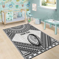 Custom Rugby Fiji National Heritage Area Rug White Traditional Masi Inspired