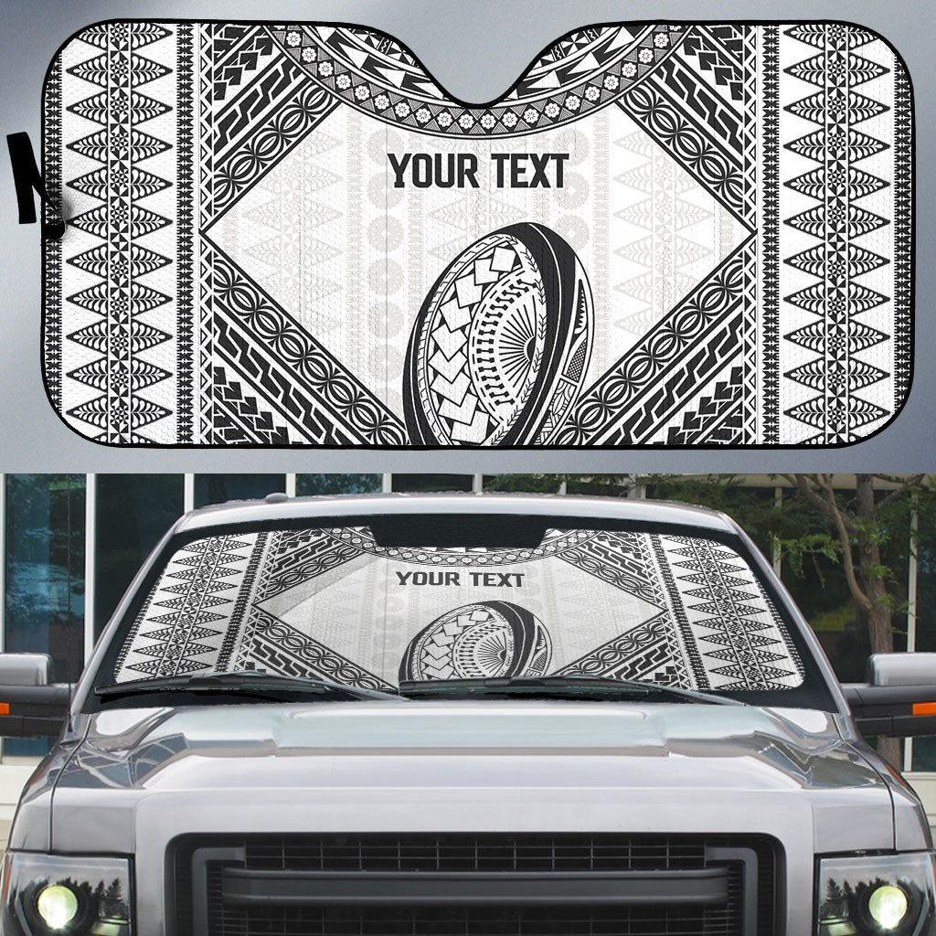 Custom Rugby Fiji National Heritage Auto Sun Shade White Traditional Masi Inspired