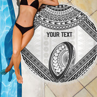 Custom Rugby Fiji National Heritage Beach Blanket White Traditional Masi Inspired