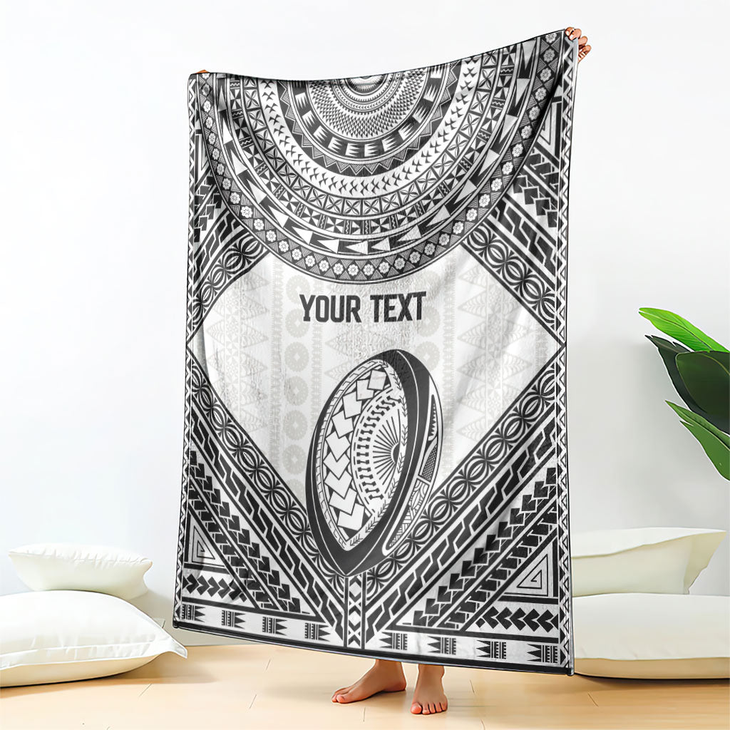 Custom Rugby Fiji National Heritage Blanket White Traditional Masi Inspired